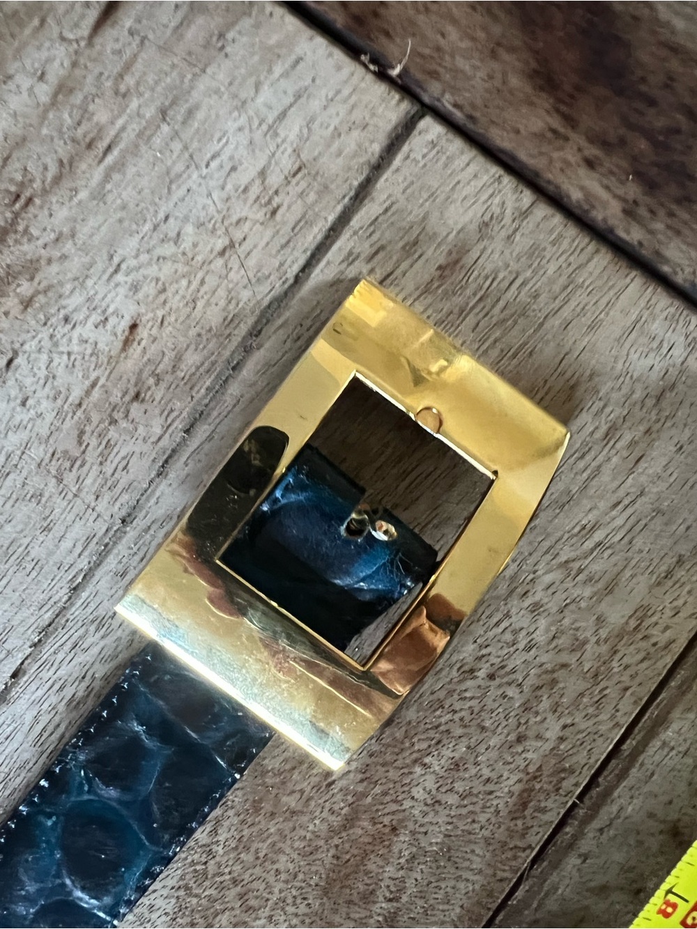 Blue Croc-Embossed Leather Belt